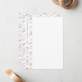 Drawn Herringbone Stationery - Fuchsia Notitiekaartje (Voorkant / Achterkant in situ)