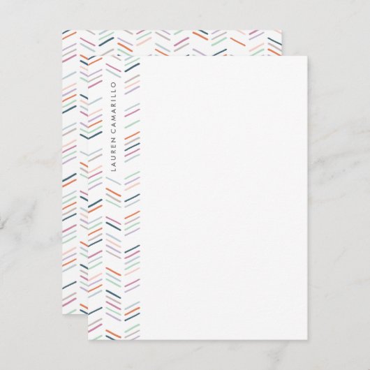 Drawn Herringbone Stationery - Fuchsia Notitiekaartje (Voorkant / Achterkant)