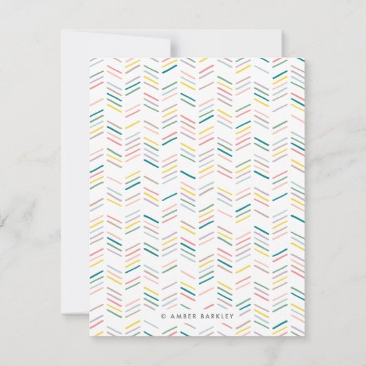 Drawn Herringbone Stationery - Roos Notitiekaartje (Achterkant)