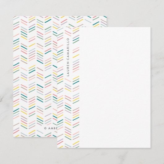 Drawn Herringbone Stationery - Roos Notitiekaartje (Voorkant / Achterkant)