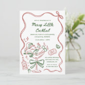 Drawn Merry Little Cocktail Christmas Party Kaart (Staand voorkant)