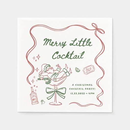 Drawn Merry Little Cocktail Christmas Party Servet (Voorkant)