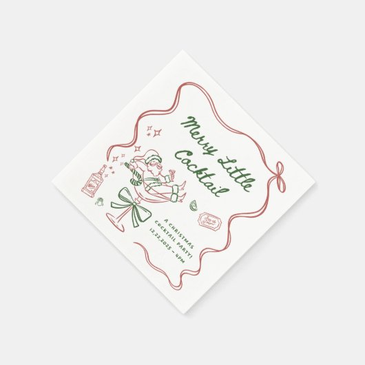 Drawn Merry Little Cocktail Christmas Party Servet (Hoek)