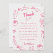 Drawn Pink Lokaal Gegroeide Girly Baby shower Bedankkaart (Voorkant)