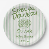Drawn Pizza Green Special Delivery Baby shower Papieren Bordje (Voorkant)