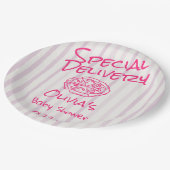 Drawn Pizza Roze Speciale Bezorging Baby shower Papieren Bordje (Gekanteld)