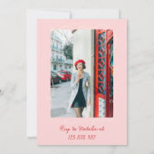 Drawn Red Pink Wavy Lijst Foto Verjaardagsfeest Kaart (Achterkant)