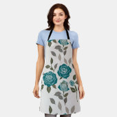 Drawn Roses In Muted Blues And Greens  Schort (Gedragen)