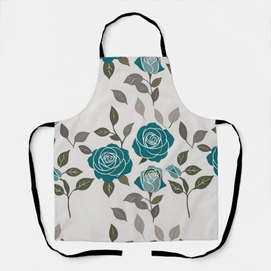 Drawn Roses In Muted Blues And Greens  Schort (Voorkant)