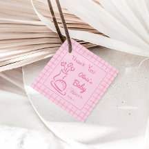 Drawn Roze Brood Bloemen Vaas Baby Meisje Douche