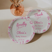 Drawn Roze Lokaal Grown Girly Baby Meisje Douche Papieren Bordje