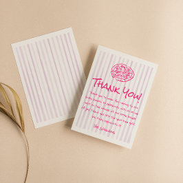 Drawn Roze Pizza Speciale Bezorging Meisje Baby sh Bedankkaart