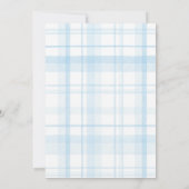Drawn Silly Goose blue Gingham Ribbon Baby Shower Kaart (Achterkant)