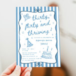 Drawn Thirty, Flirty, & Thriving 30th Birthday Kaart<br><div class="desc">Drawn Thirty,  Flirty,  & Thriving 30th Birthday</div>