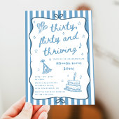 Drawn Thirty, Flirty, & Thriving 30th Birthday Kaart