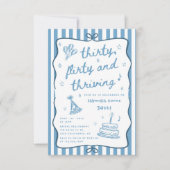 Drawn Thirty, Flirty, & Thriving 30th Birthday Kaart (Voorkant)