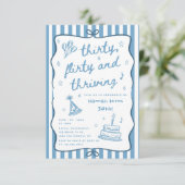 Drawn Thirty, Flirty, & Thriving 30th Birthday Kaart (Staand voorkant)