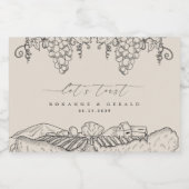 Drawn Vineyard Winery Let's Toast Tuscany Wedding Sparkling Wijnetiket (Enkel label)