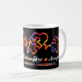 Drawstring closurelive, liefde, accepteren, autism koffiemok (Voorkant rechts)