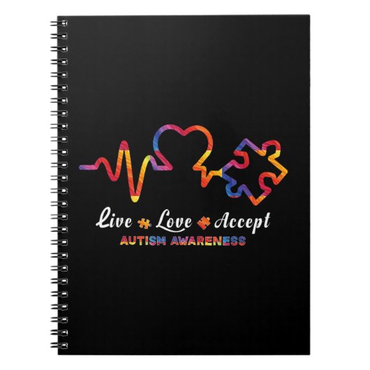 Drawstring closurelive, liefde, accepteren, autism notitieboek (Voorkant)