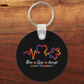 Drawstring closurelive, liefde, accepteren, autism sleutelhanger (Voorkant)