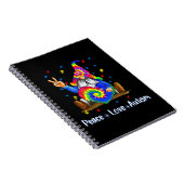 Drawstring sluitingPeace Love Autism Gnome Autism Notitieboek (Rechterzijde)