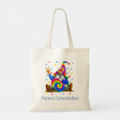 Drawstring sluitingPeace Love Autism Gnome Autism Tote Bag (Achterkant)