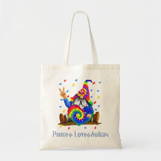 Drawstring sluitingPeace Love Autism Gnome Autism Tote Bag (Voorkant)