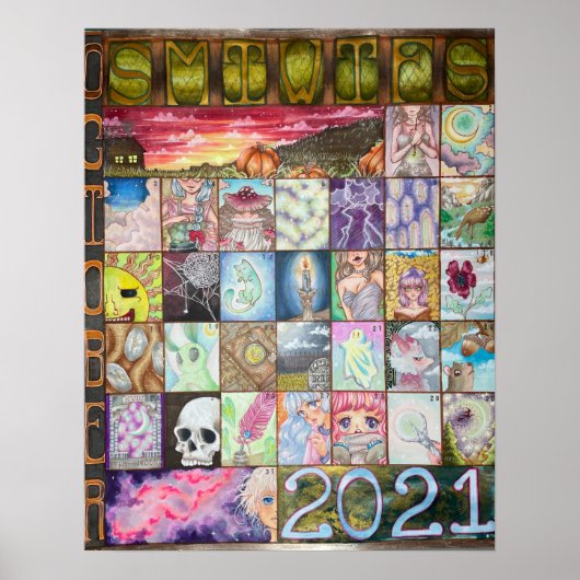 Drawtober 2021 kalenderposter poster (Voorkant)