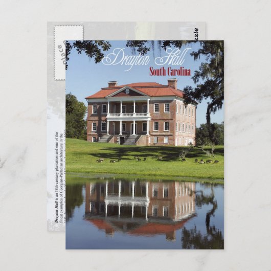 Drayton Hall, South Carolina Briefkaart (Voorkant / Achterkant)