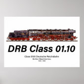 DRB Class 01.10 Deutsche Reichsbahn Steam Train Poster (Voorkant)