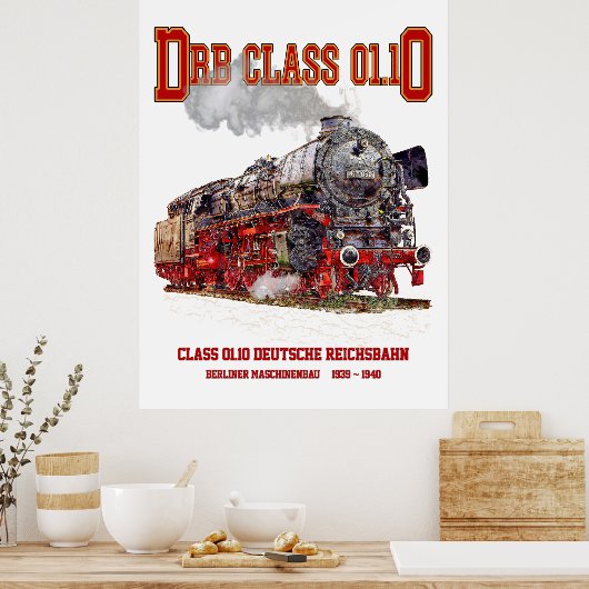 DRB Class 01.10 Steam Train. Deutsche Reichsbahn Poster (Keuken)