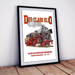 DRB Klasse 01.10 Stoomtrein. Deutsche Reichsbahn Poster