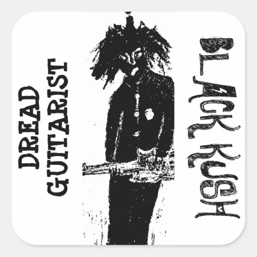 DREAD GITAARIST BLACK KUSH VIERKANTE STICKER (Voorkant)