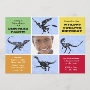 Dreadful Dinosaurs Foto Birthday Party Invitation Kaart