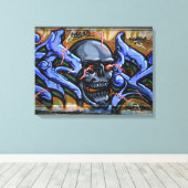 Dreadful Skull met brandende ogen Canvas Afdruk (Insitu (Houten vloer))