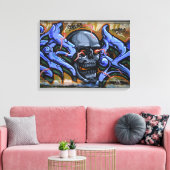 Dreadful Skull met brandende ogen Canvas Afdruk (Insitu (Woonkamer))