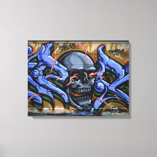 Dreadful Skull met brandende ogen Canvas Afdruk
