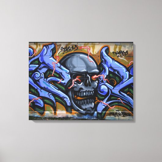 Dreadful Skull met brandende ogen Canvas Afdruk (Voorkant)