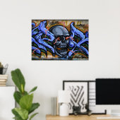 Dreadful Skull met brandende ogen Poster (Thuiskantoor)