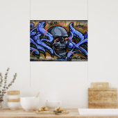 Dreadful Skull met brandende ogen Poster (Keuken)