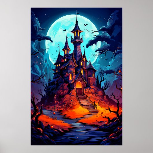 Dreadful & Spooky Halloween Haunted House Poster (Voorkant)
