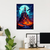 Dreadful & Spooky Halloween Haunted House Poster (Thuiskantoor)