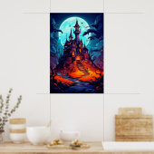 Dreadful & Spooky Halloween Haunted House Poster (Keuken)
