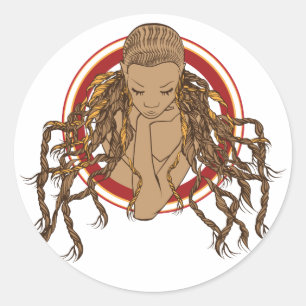 Dreadlock Girl Ronde Sticker