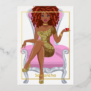 Dreadlock Pink and Gold Dreadlock Folie Uitnodiging