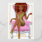 Dreadlock Pink and Gold Dreadlock Folie Uitnodiging (Voorkant)