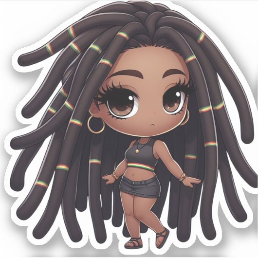 Dreadlocks en Island Vibes Sticker (Voorkant)