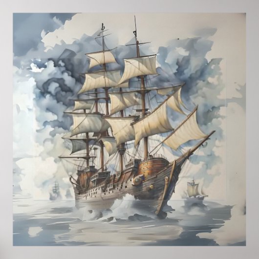 Dreadnought's Embrace Bruine Slagschip Blauw Poster (Voorkant)
