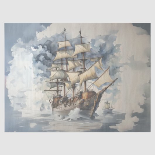 Dreadnought's Omarming Bruine Slagschip Blauw Tissuepapier (Voorkant)